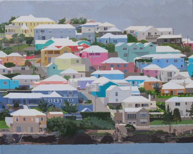 North Shore 1 Bermuda. Acrylic painting on canvas of Swans Bay Hill,Bermuda by Alex Allardyce 